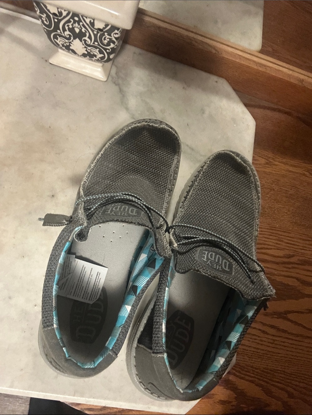 Hey Dude Grey Casual Slip-On Loafers with Turquoise Lining
